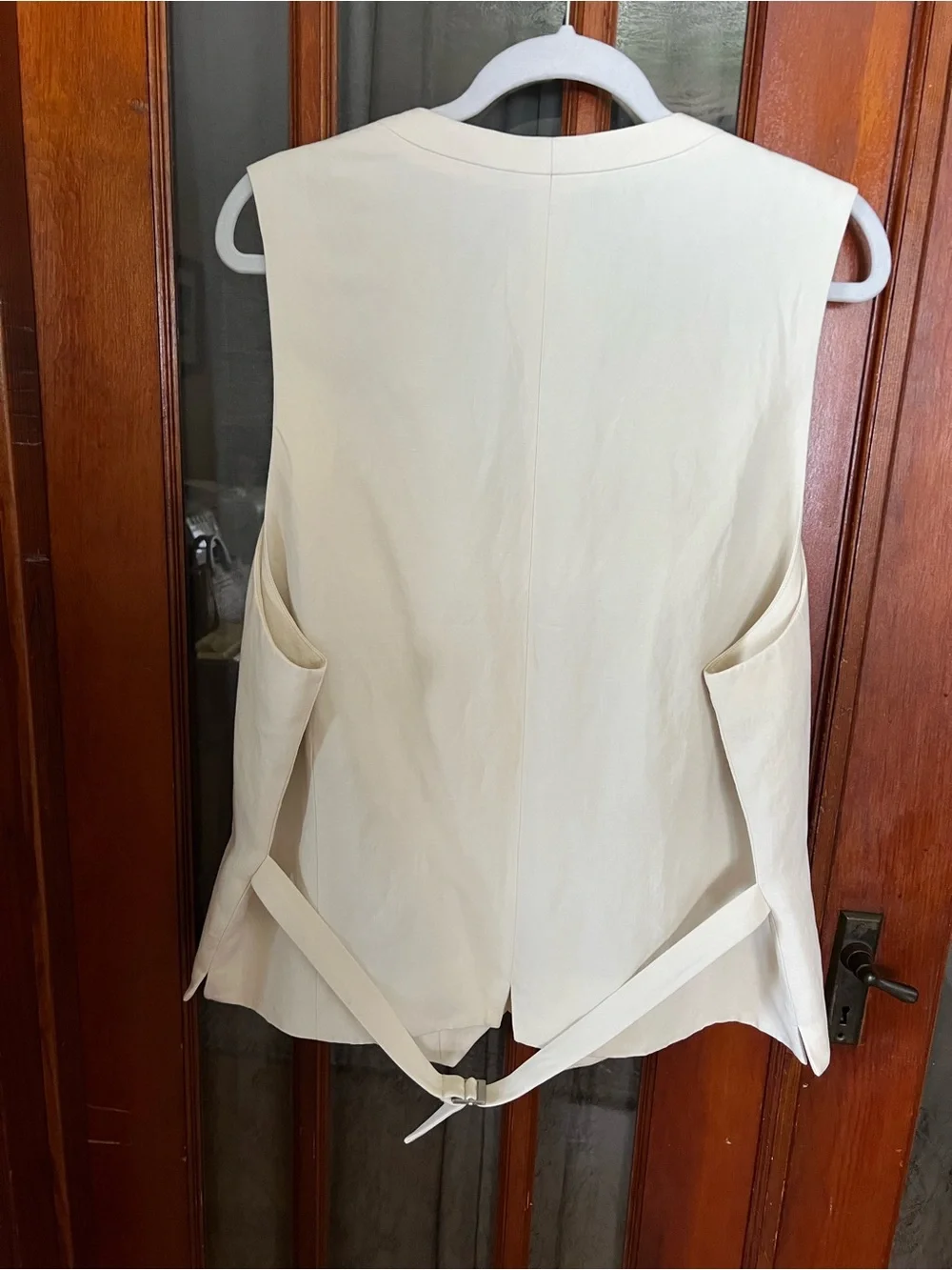 Tommy Bahama Monterey Vest Warm Sand Cream Linen Blend with Palm-Print Lining
